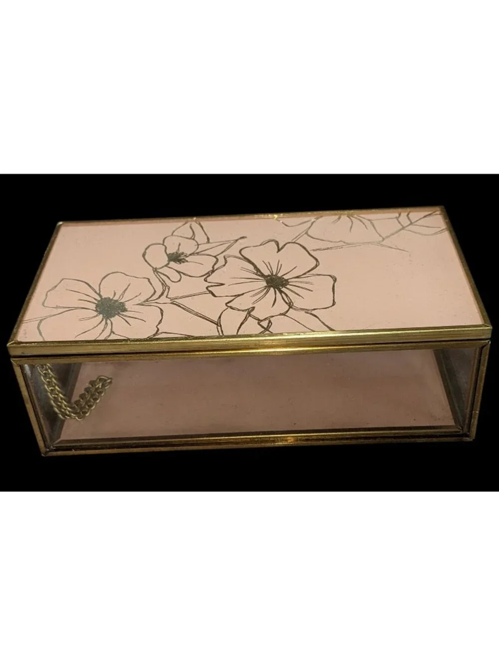 Grandmillennial Vintage Mele & Co Floral Glass Jewelry Trinket Box